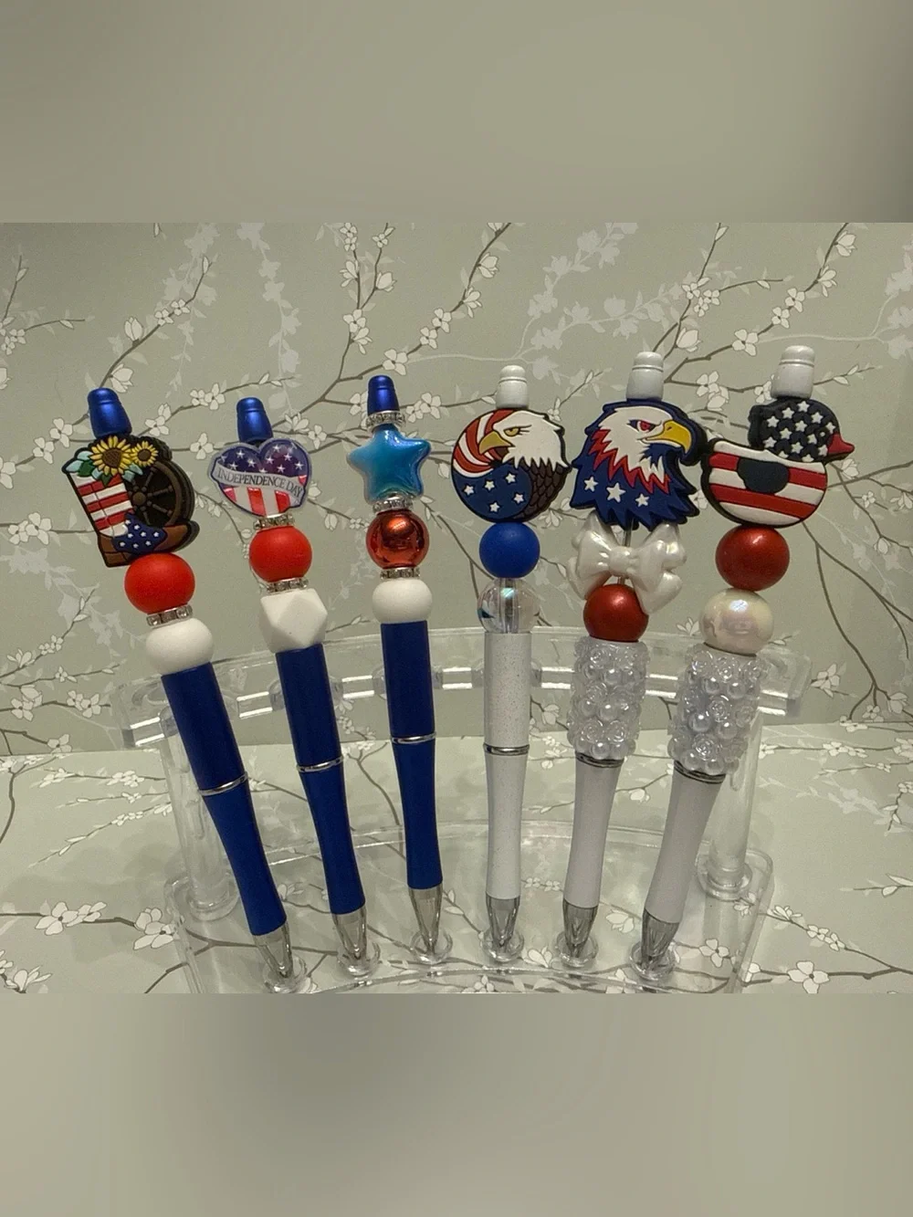 Patriotic Red White Blue Beaded